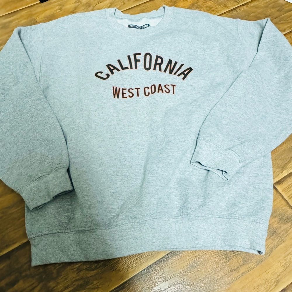 Grey Marl CALIFORNIA West Coast Slogan Oversized Sweater M Pretty Little Thing